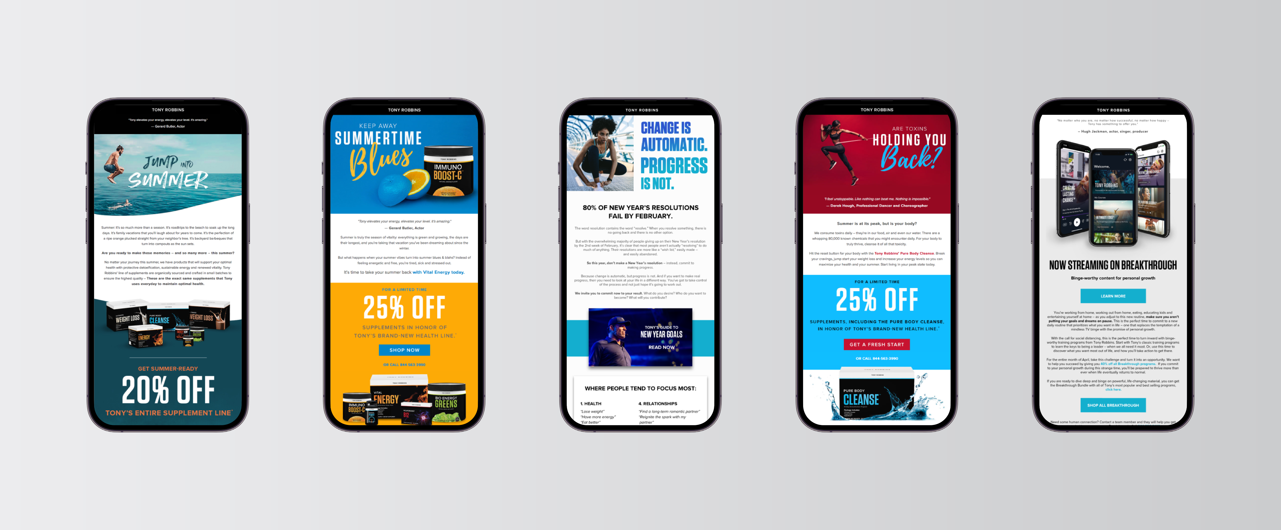 Email designs for Tony Robbins