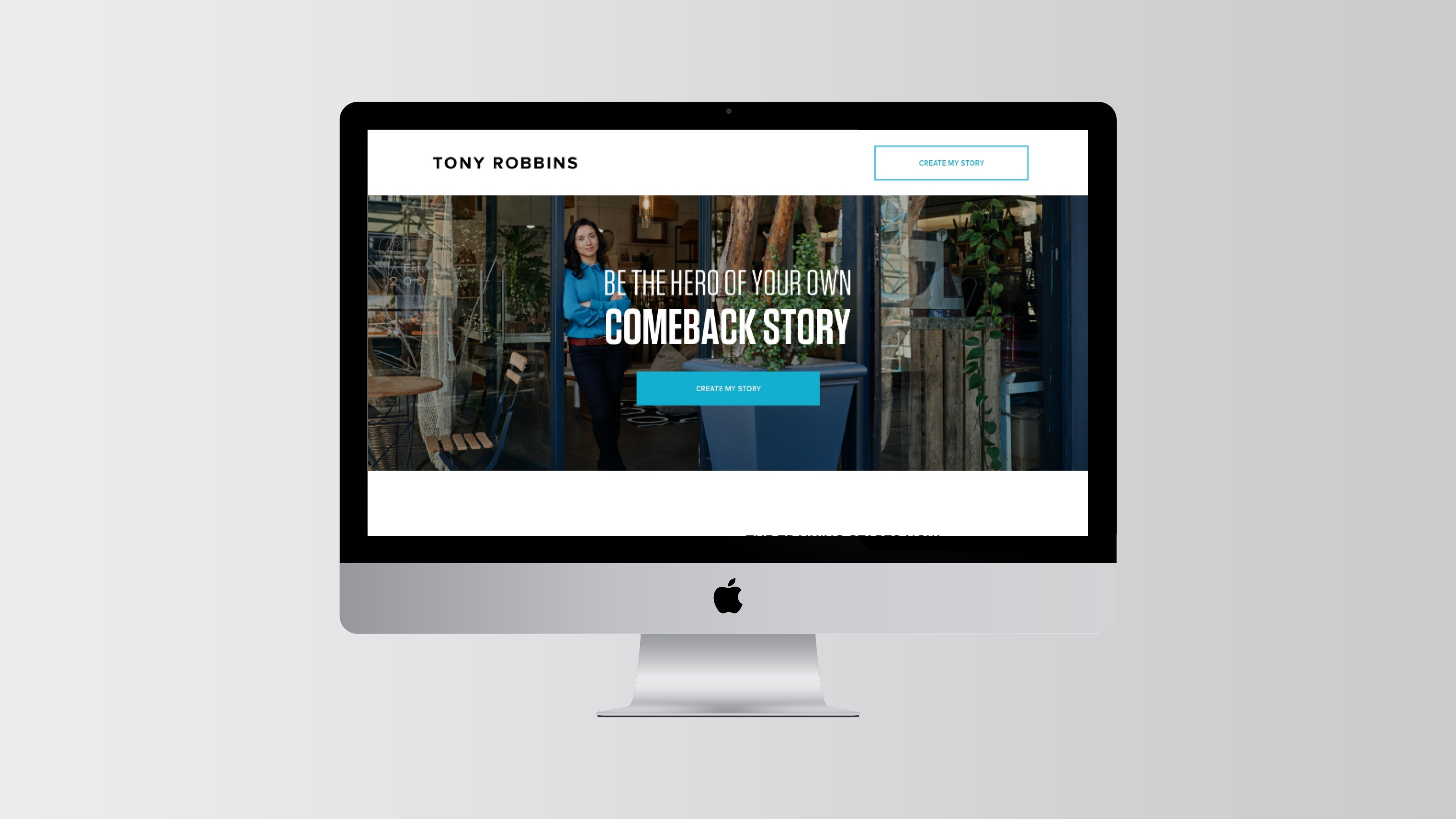 Computer screen with Tony Robbins website displayed