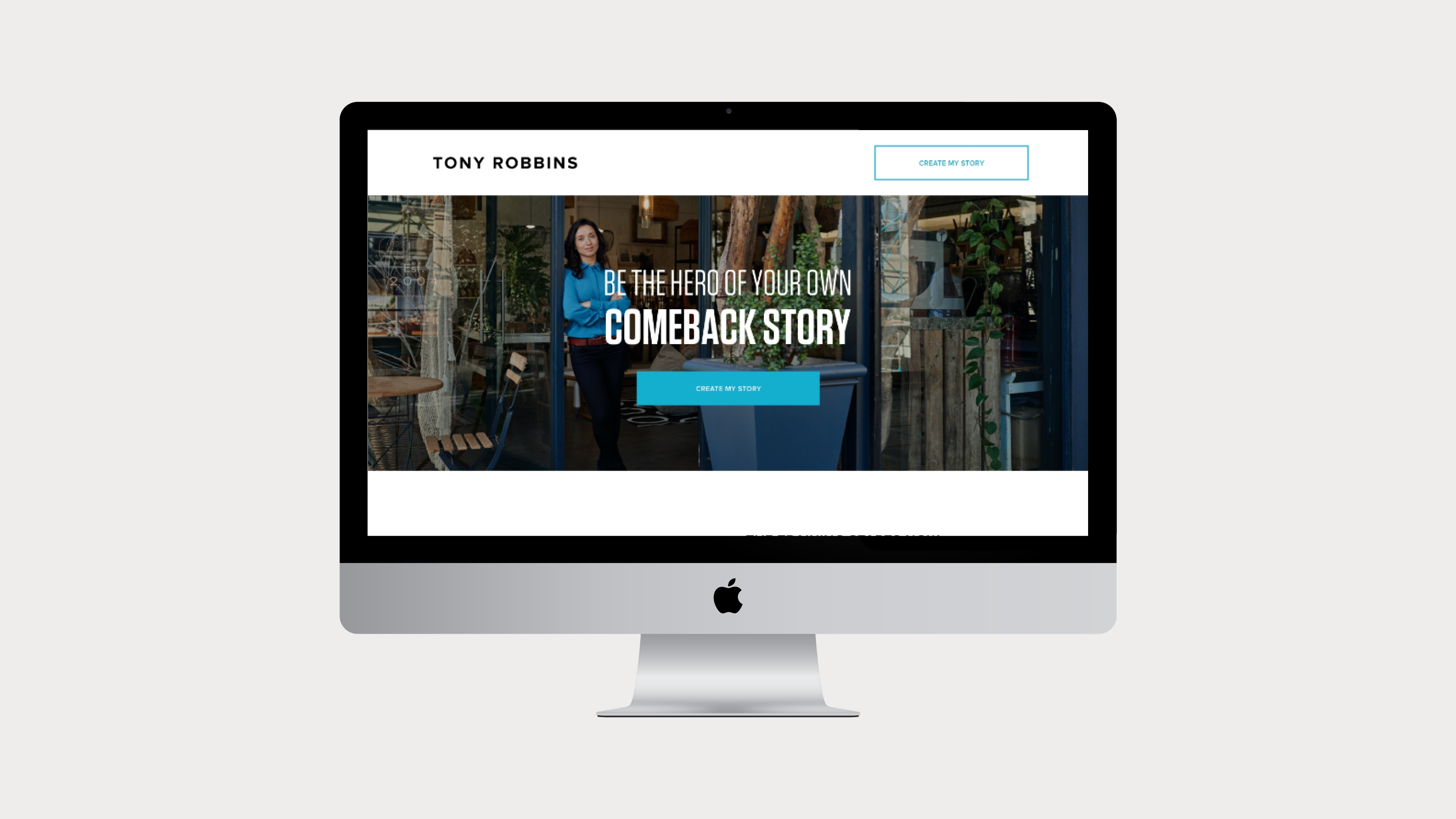 Computer screen with Tony Robbin website displayed