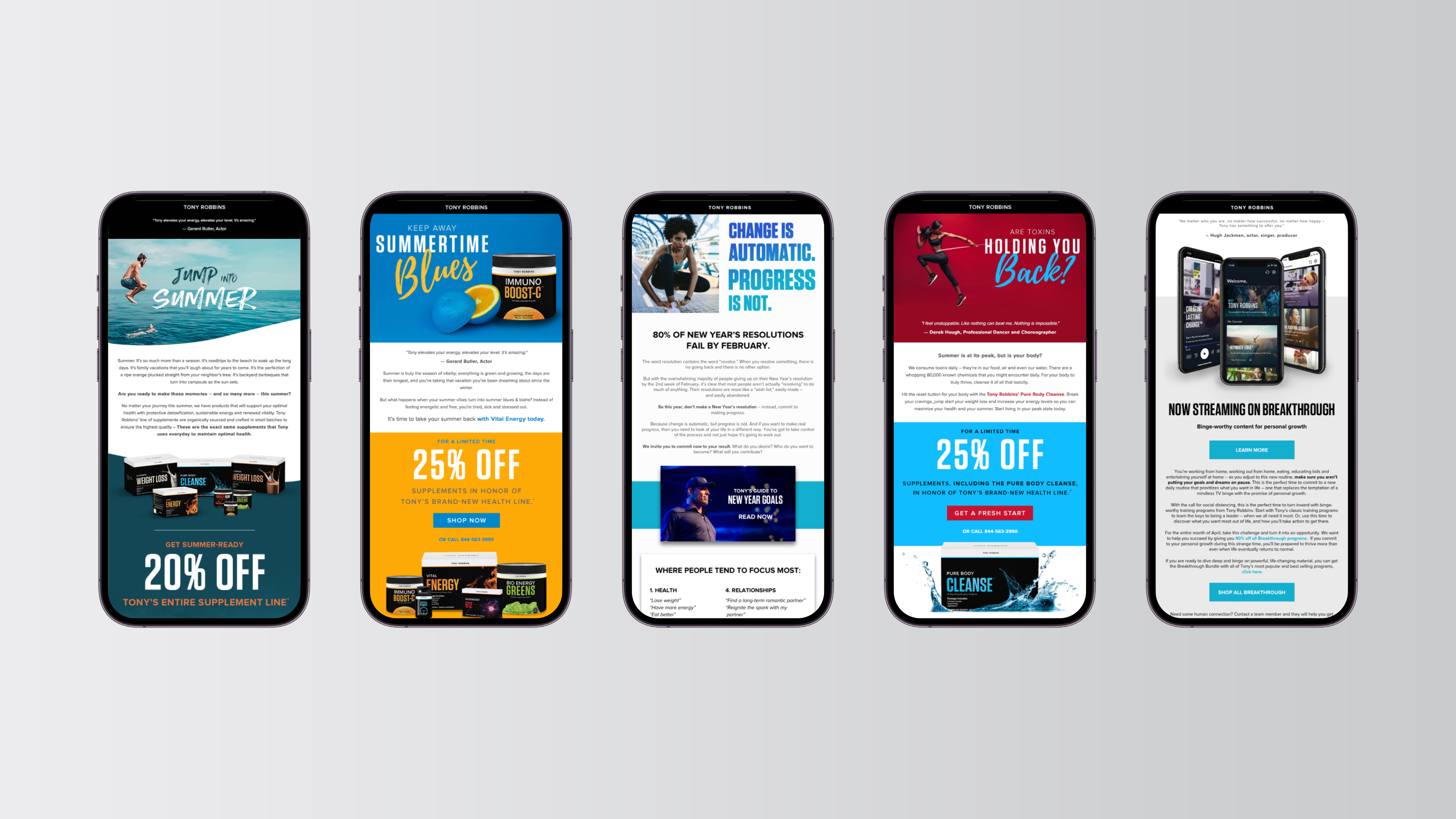 Email designs for Tony Robbins