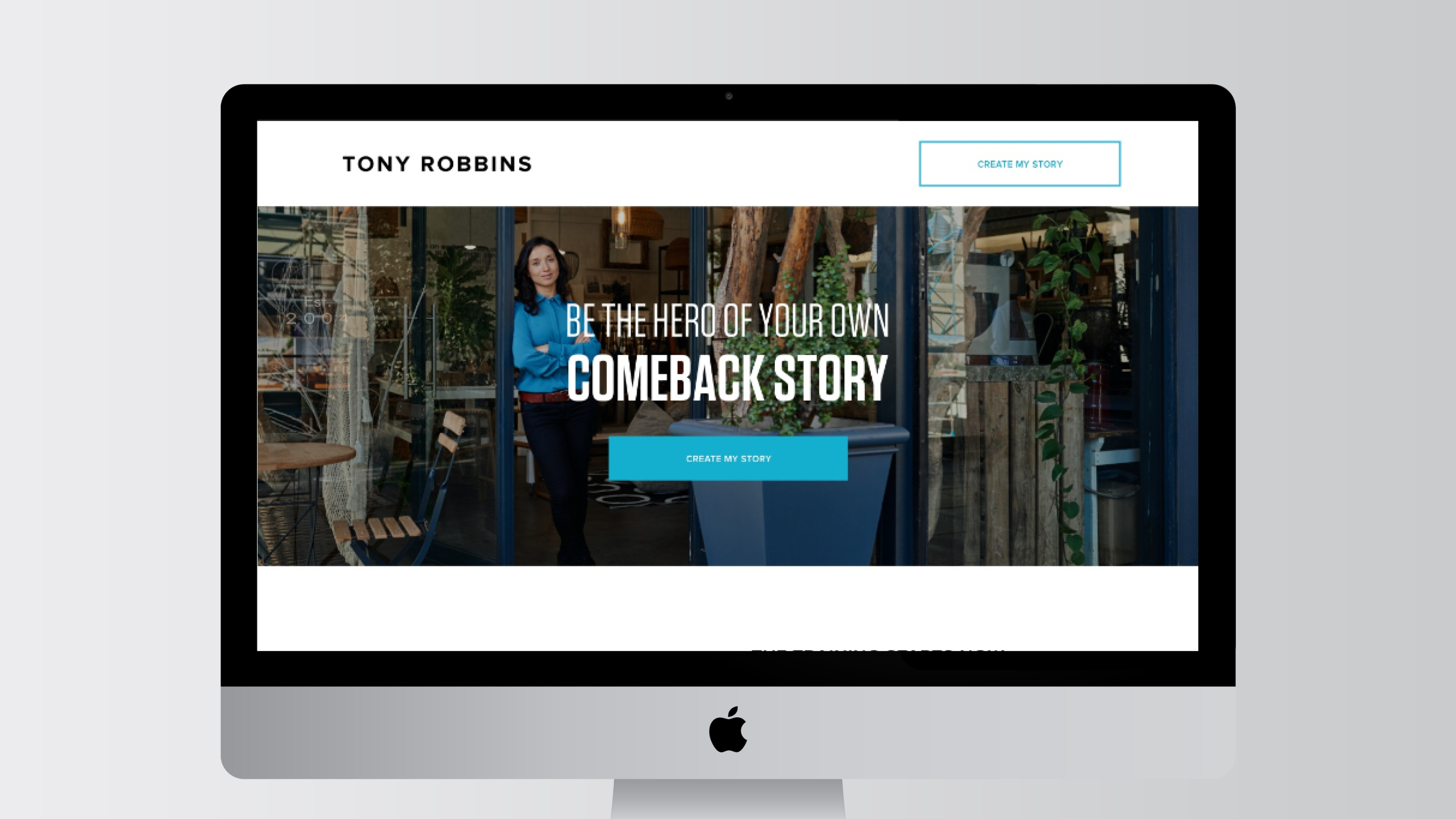 Computer screen showing a Tony Robbins landing page