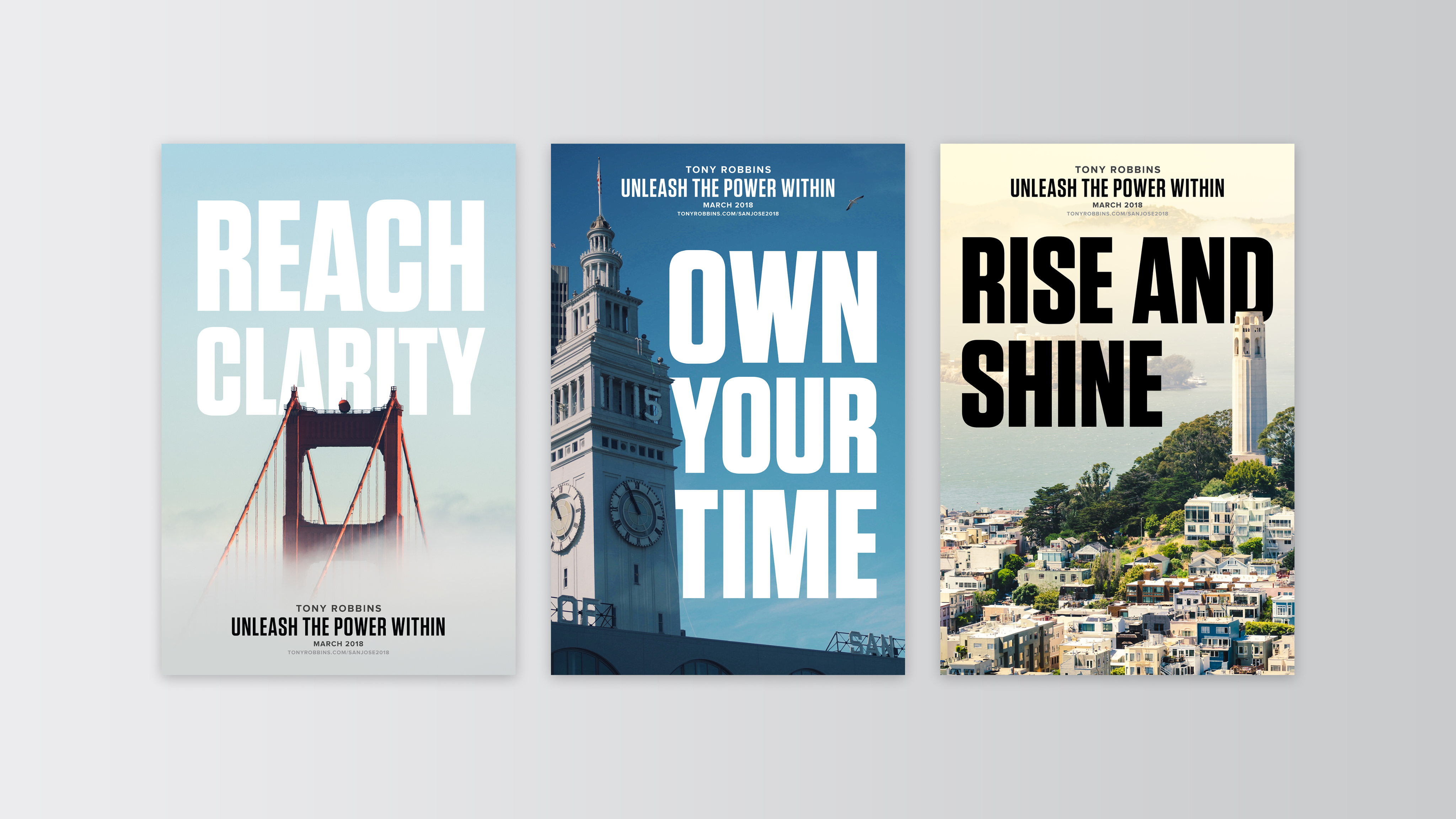 Print postings advertising a Tony Robbins event