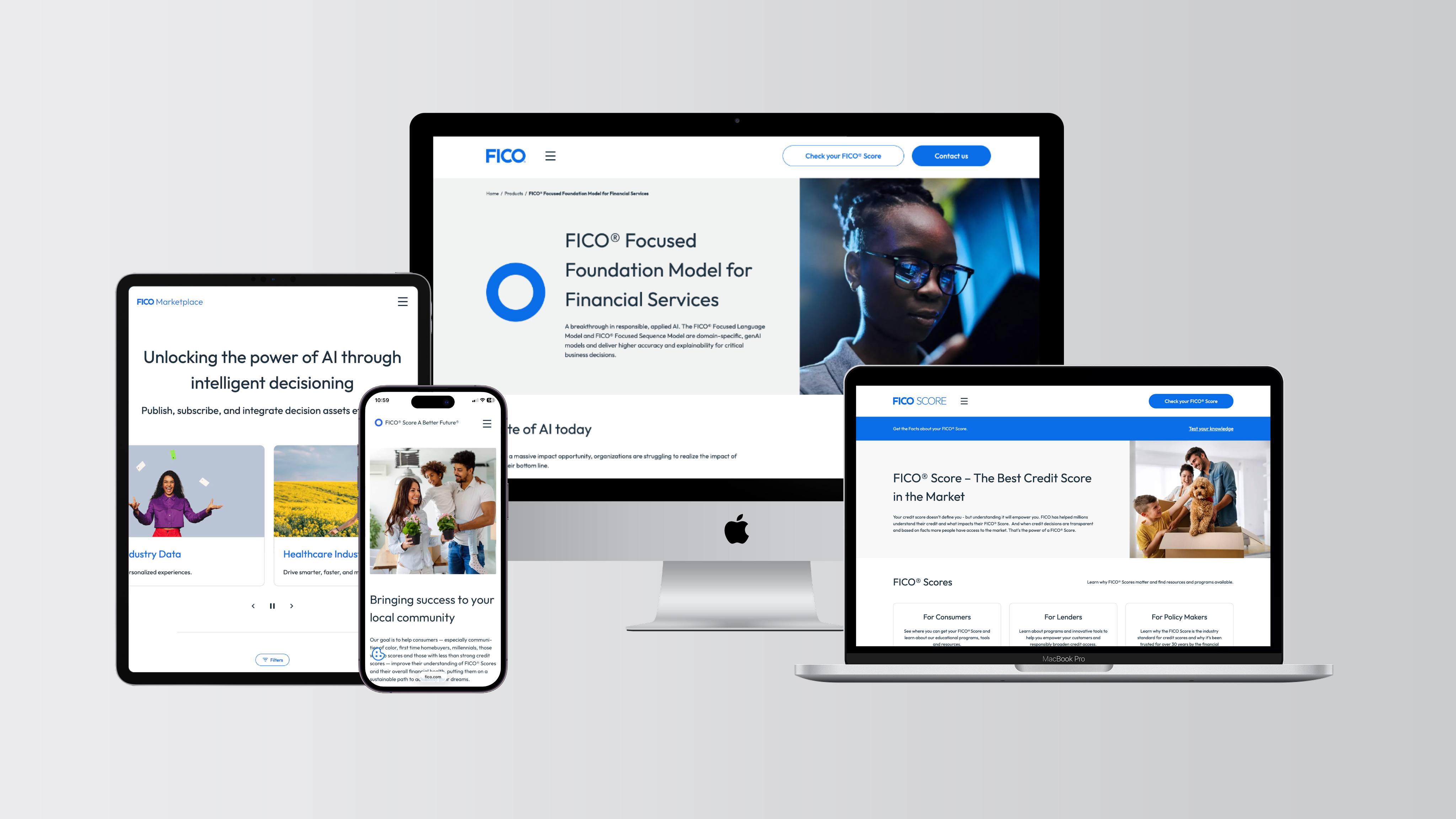 Computer Screens with FICO websites displayed