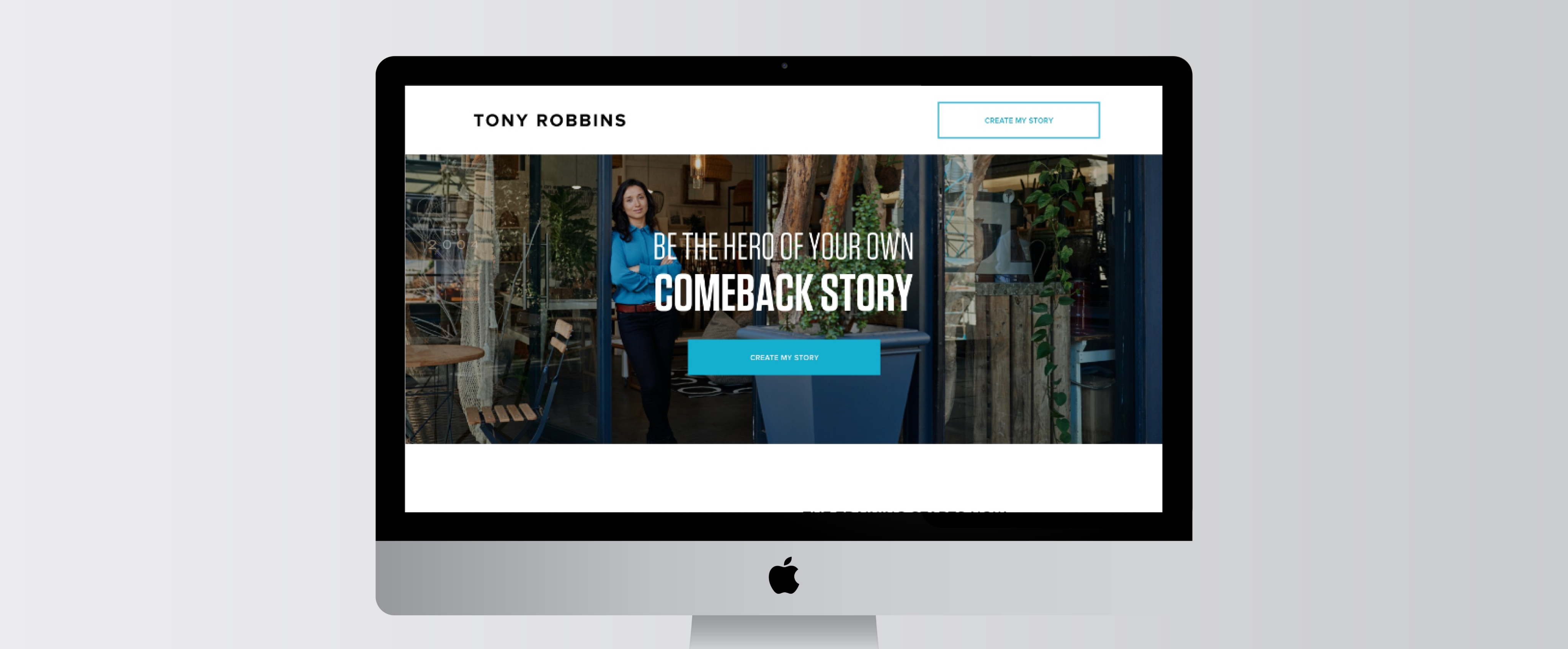 Computer screen showing a Tony Robbins landing page